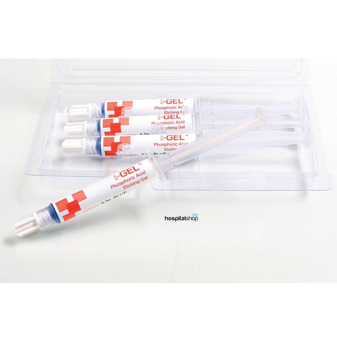 I-Dental I-Gel N Phosphoric Acid Etching Gel 4.5gms X 4 Syringes Blue 10 tips IGEK1
