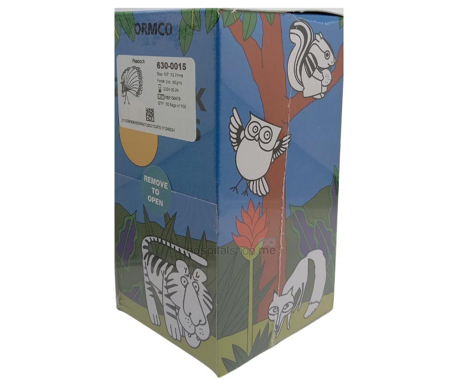 Ormco Zoo Pack Intra Oral Elastics Light 2oz-60gms 1/2” 12.7mm Peacock 50Packs of 100nos 630-0015