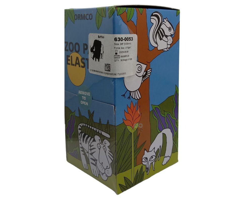 Ormco Zoo Pack Intra Oral Elastics Extra Heavy 6 oz — 170 g 3/8” 9.35mm Buffalo 50Packs of 100nos 630-0053