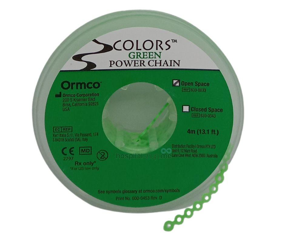 Ormco Power Chain Open Green 13.1 Ft 3.99mts Spool 639-0033