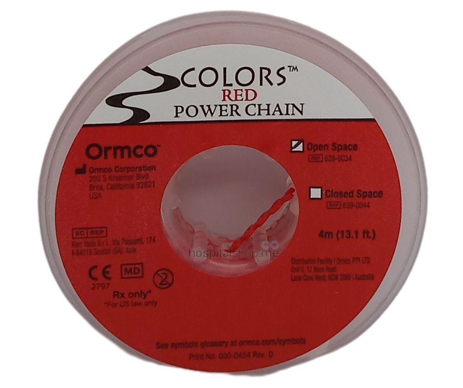 Ormco Power Chain Closed Red 13.1 Ft 3.99mts Spool 639-0044