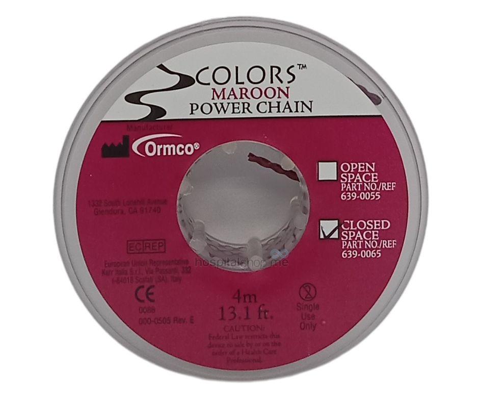 Ormco Power Chain Closed Maroon 13.1 Ft 3.99mts Spool 639-0065