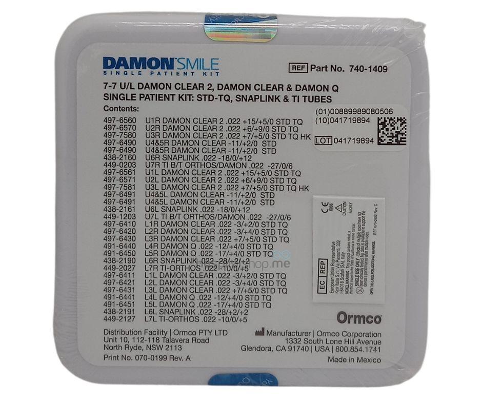 Ormco Damon Clear 2 Standard Torque Single Patient Kit 7-7 0.022 740-1409