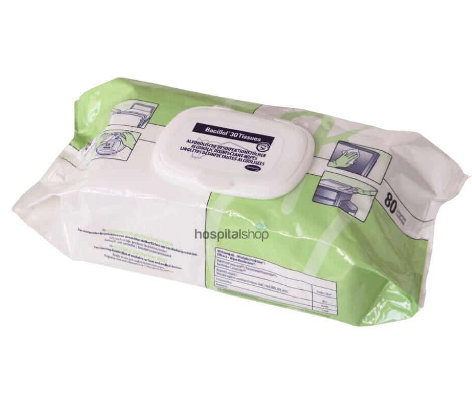 Bode Bacillol 30 Sensitive Alcohol Surface Disinfectant Tissue Wipes Flow Pack 80 Pulls Pouch 981851