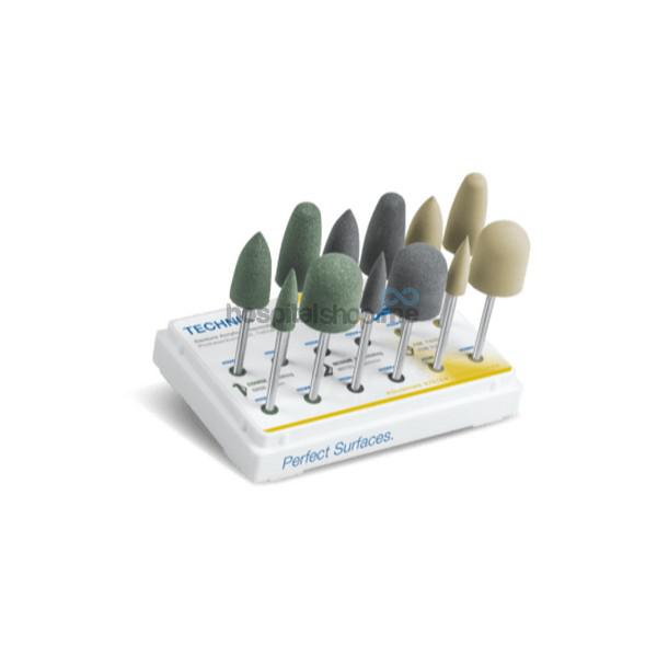EVE TECHNIK HPSet HP 115 3-Step Polishing Acrylic Coarse, Fine, Medium ,Flame, Grenade, Point Shape Green/Black/Cream Kit 9044