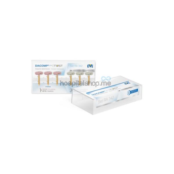 EVE Diacomp Plus Twist 14 Mix RA 342 2-Step Polishing Composite, Hybrid Ceramic Fine, Medium Twist Shape Rose / Cream Kit 9086