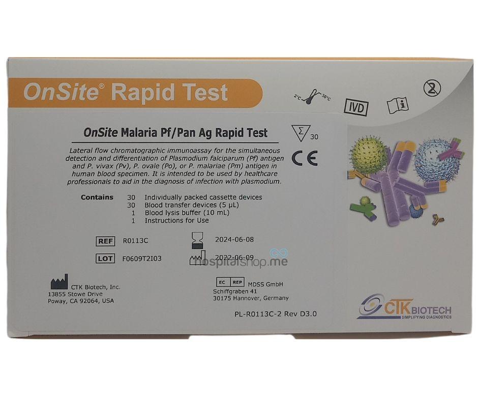 CTK  Biotech Malaria PF/Pan  Antigen Rapid Test 30 Tests R0113C