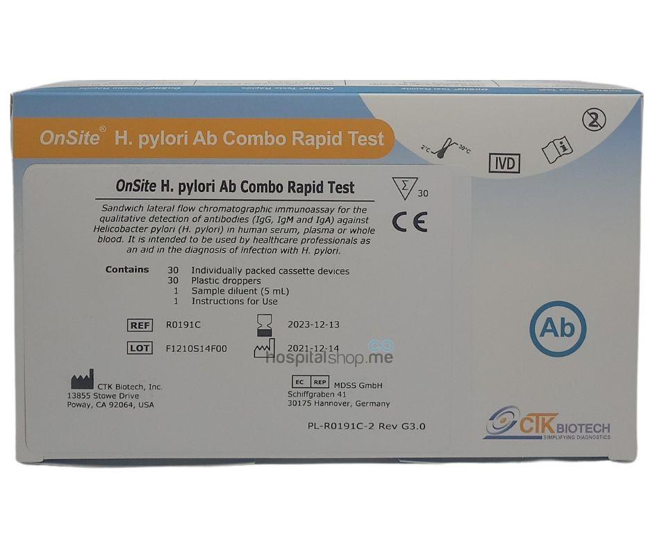 CTK  Biotech H.Pylori Antibody Combo Rapid Test 30 Tests R0191C