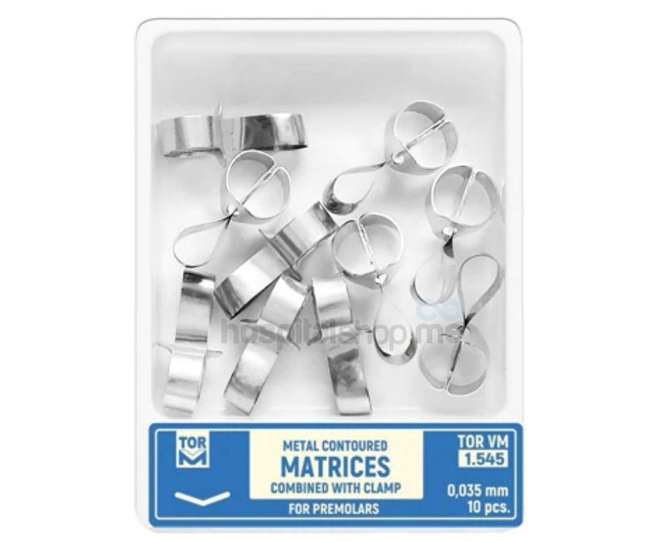 TOR VM Metal Contoured Matrix for Clamp Premolars Thickness 0.035mm 10pcs 1.545