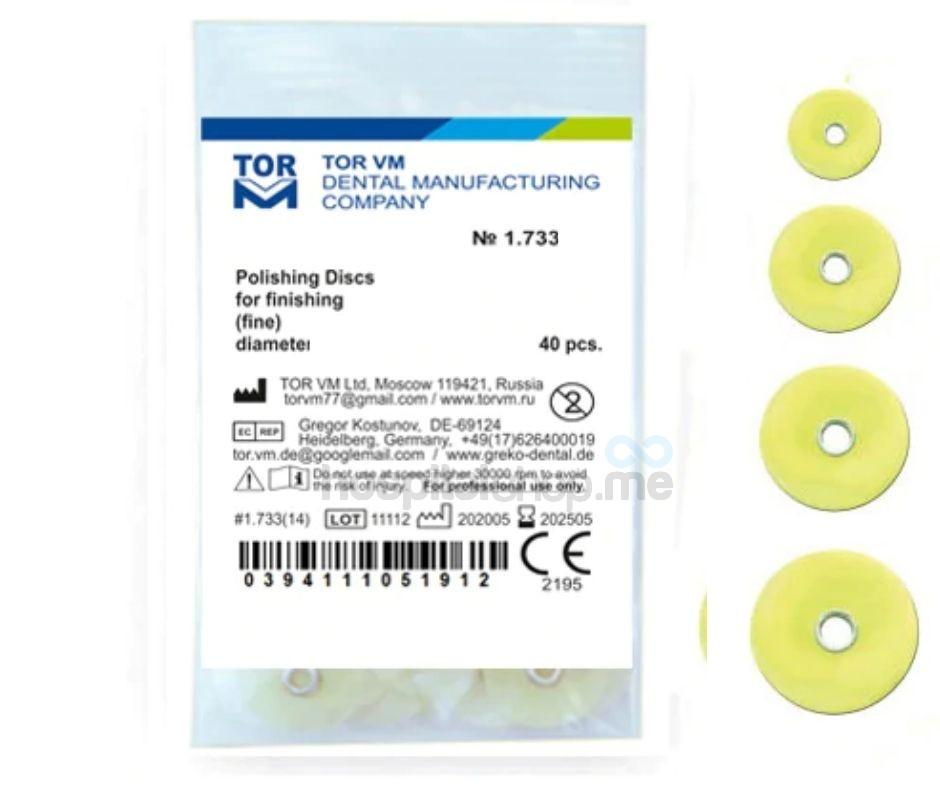 TOR VM Polishing Discs Fine Dia 10mm Yellow 40Pcs 1.733(10)