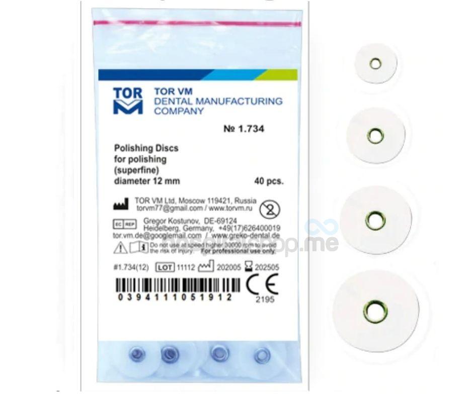 TOR VM Polishing Discs Super Fine Dia 12mm White 40Pcs 1.734(12)