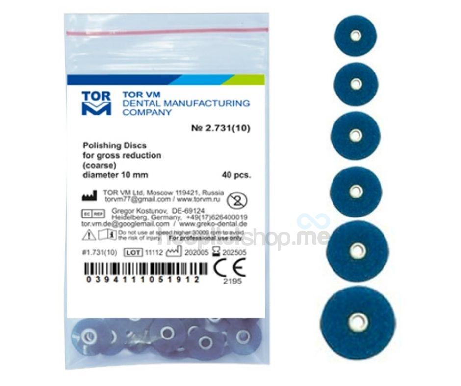 TOR VM Polishing Discs Super Coarse Dia 10mm Blue 40Pcs 2.731(10)