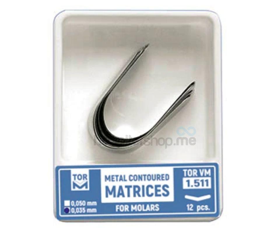 TOR VM Metal Contoured Matrix for Molars 7mm Width 12pcs 1.511(0.050mm)