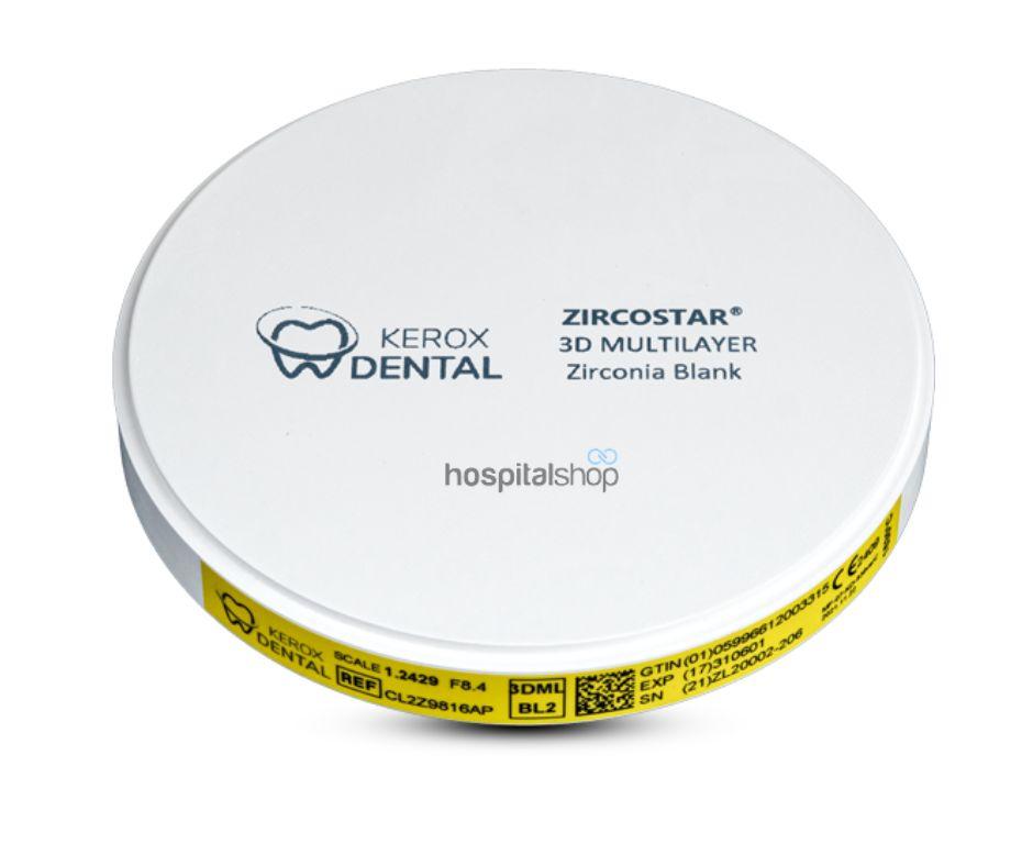 Kerox Zircostar 3DML Multilayer Zirconia Discs A3 98 X 25mm  CA3Z9825AP