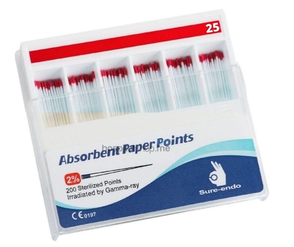 Sure Endo Paper Points 25 red 200 points