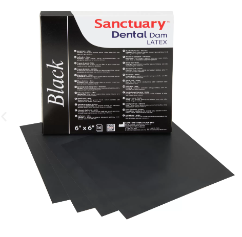 Sanctuary Latex Rubber Dam Sheet Medium Thickness 0.20mm 6x6 Black Mint ...