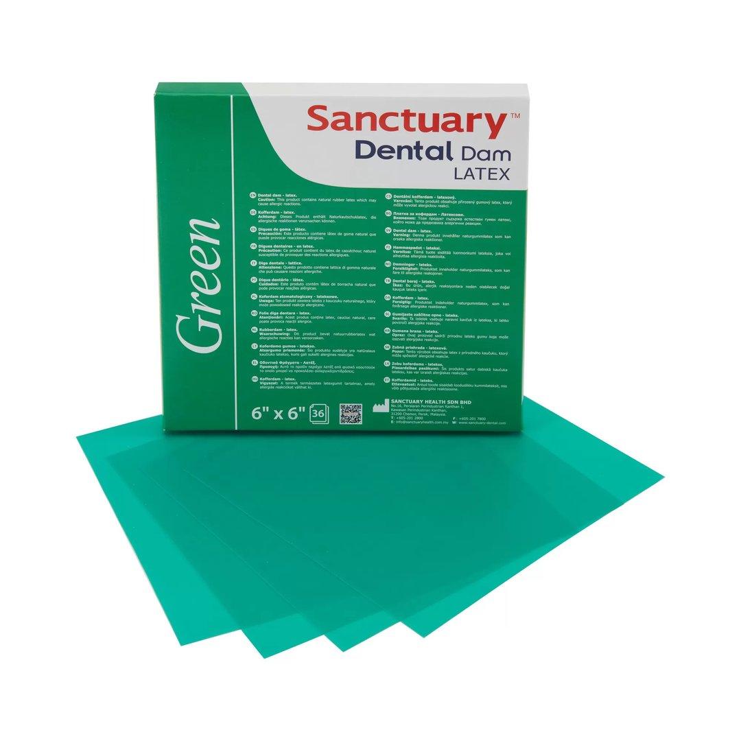 Sanctuary Latex Rubber Dam Sheet Heavy Thickness 0.22mm 6”x6” Green mint 36pcs DL631A-EBSH0